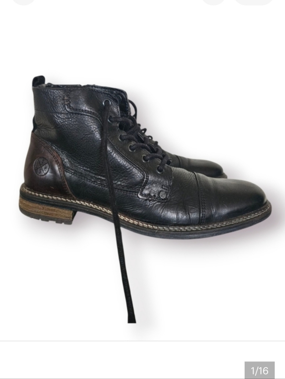 Men's Black Leather Lace-Up Boots
